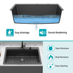 Granite Composite Quartz Kitchen Sink with Workstation - Drop In - Black or White