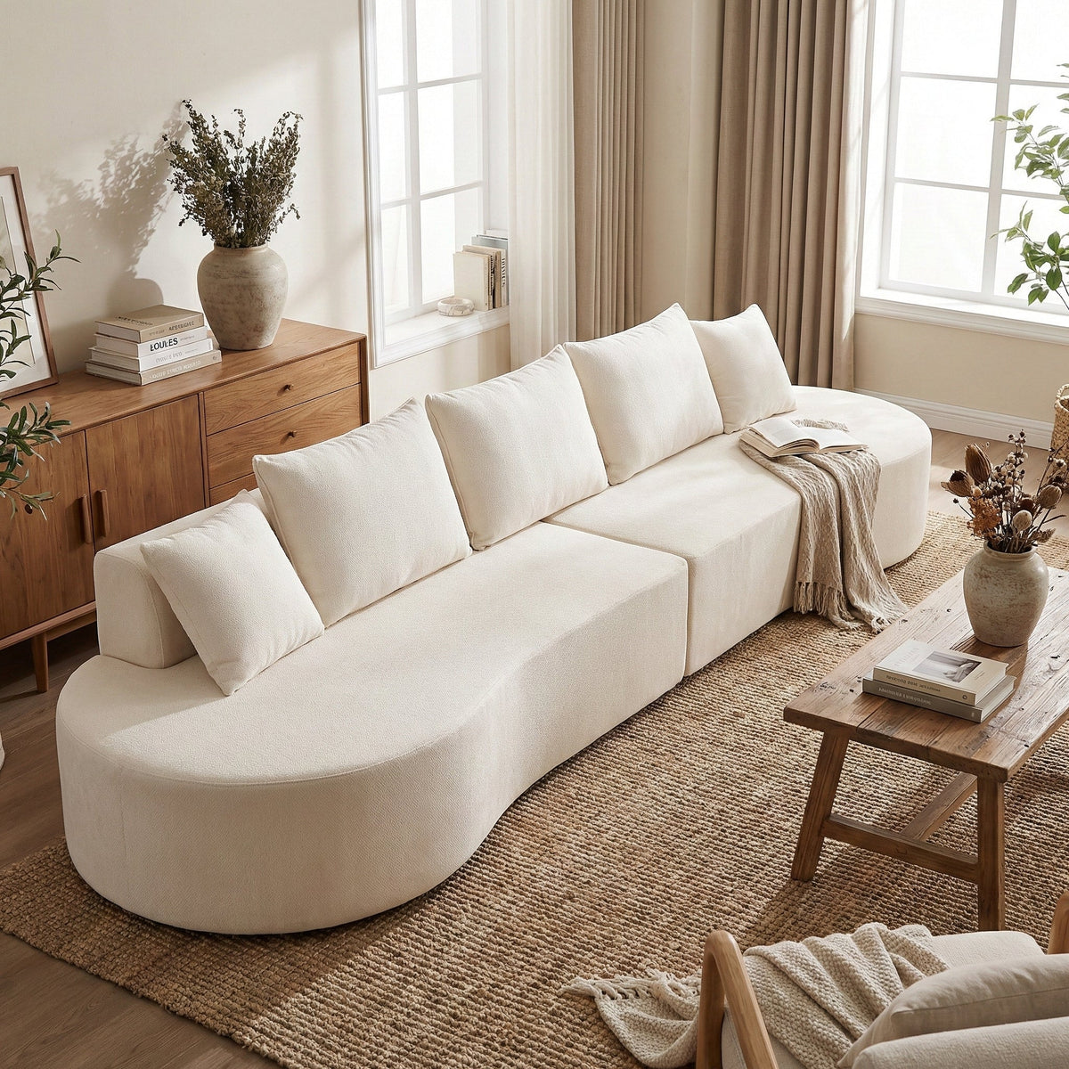 Modern Curved Modular Sectional Sofa with Modular Design - 138.6" Wide
