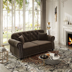 Upholstered Chesterfield Sofa with Nailhead Trim and Rolled Armrests - Fabric