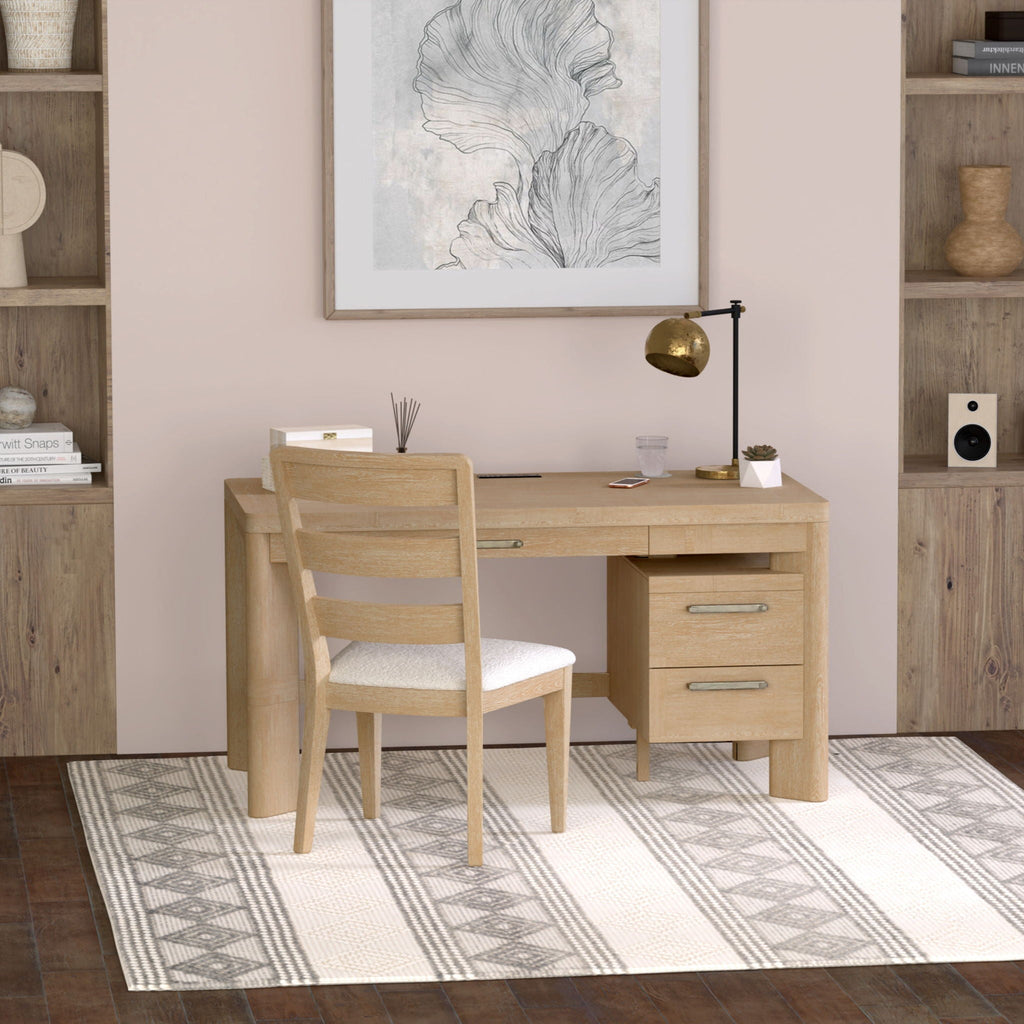 Tan Wood Writing Desk with Spacious Surface - 58 Inch