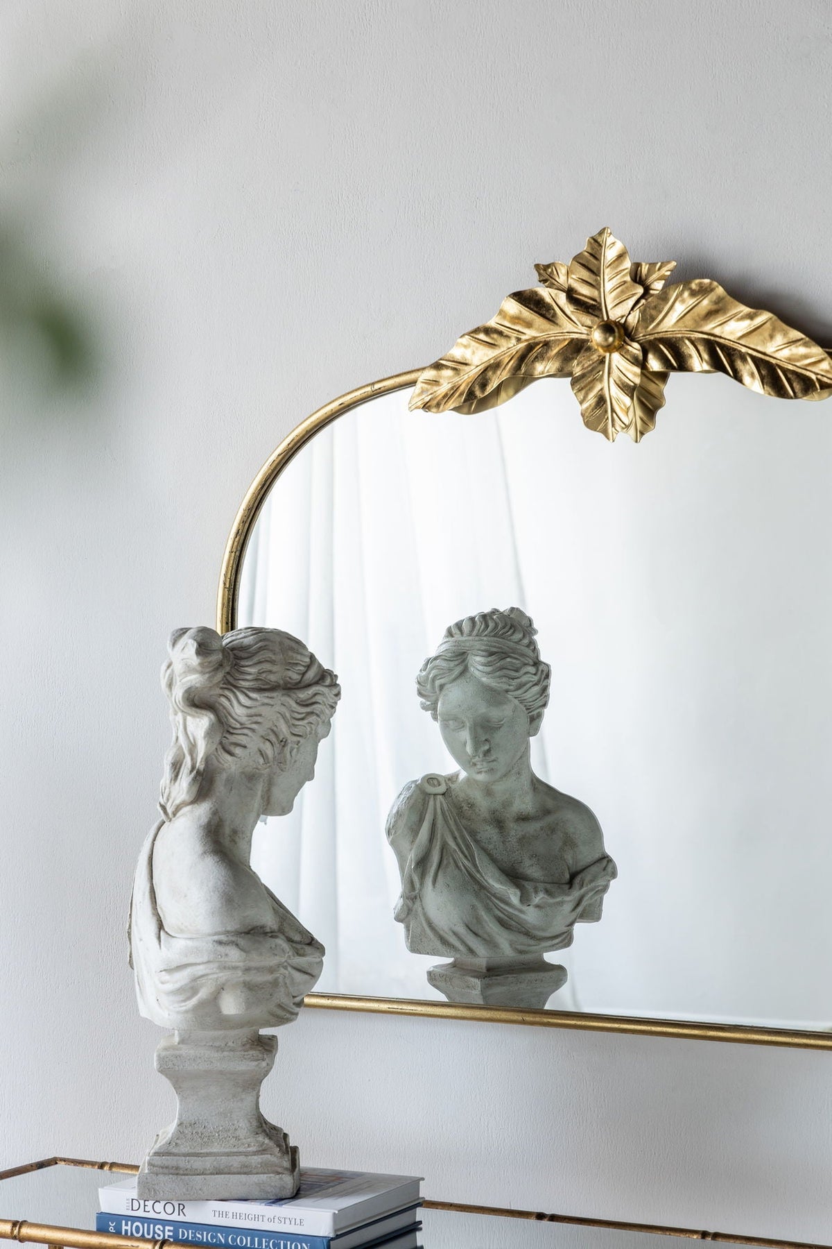 Gold Arched Wall Mirror with Metal Frame - Decorative Accent