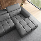 Modern Wall-Hugger Reclining Sofa with Electric Control - Genuine Leather