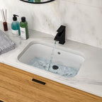 Undermount Bathroom Sink with Overflow - White Ceramic, 22" x 15.25"