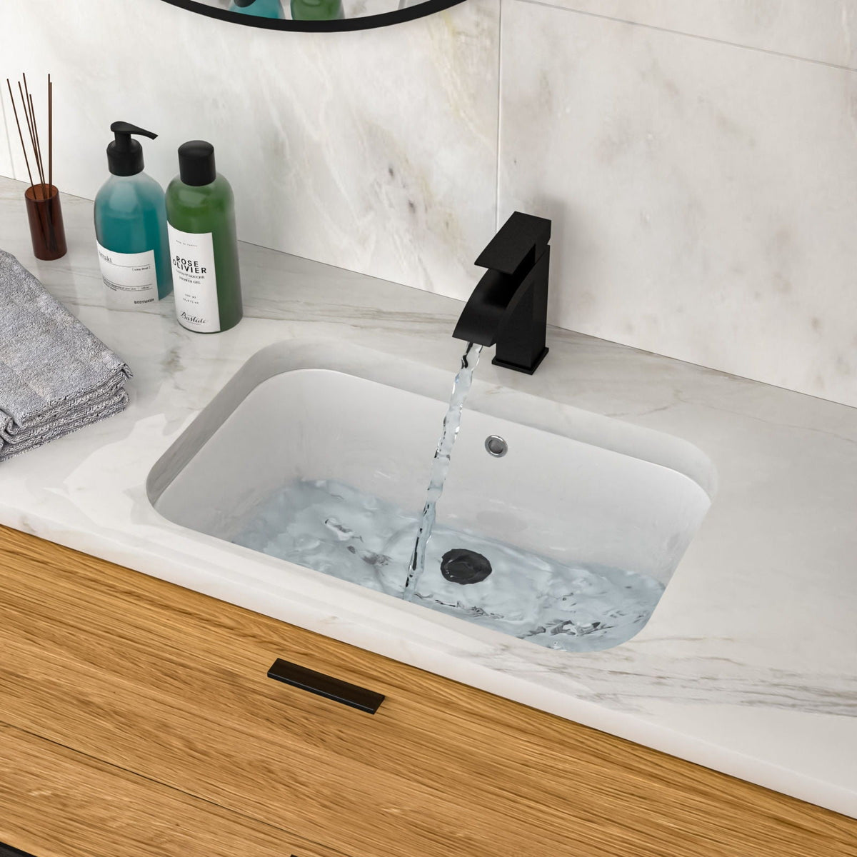 Undermount Bathroom Sink with Overflow - White Ceramic, 22" x 15.25"