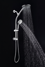 High Pressure Dual Shower Head Set with Adjustable Slide Bar - Silver