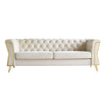 Modern Tufted Sofa with Metal Frame - Beige or Black