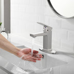 Brushed Nickel Single Handle Bathroom Faucet with Deck - Brushed Nickel