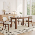 63-Inch Walnut-Finish Dining Set with 4 Upholstered Chairs