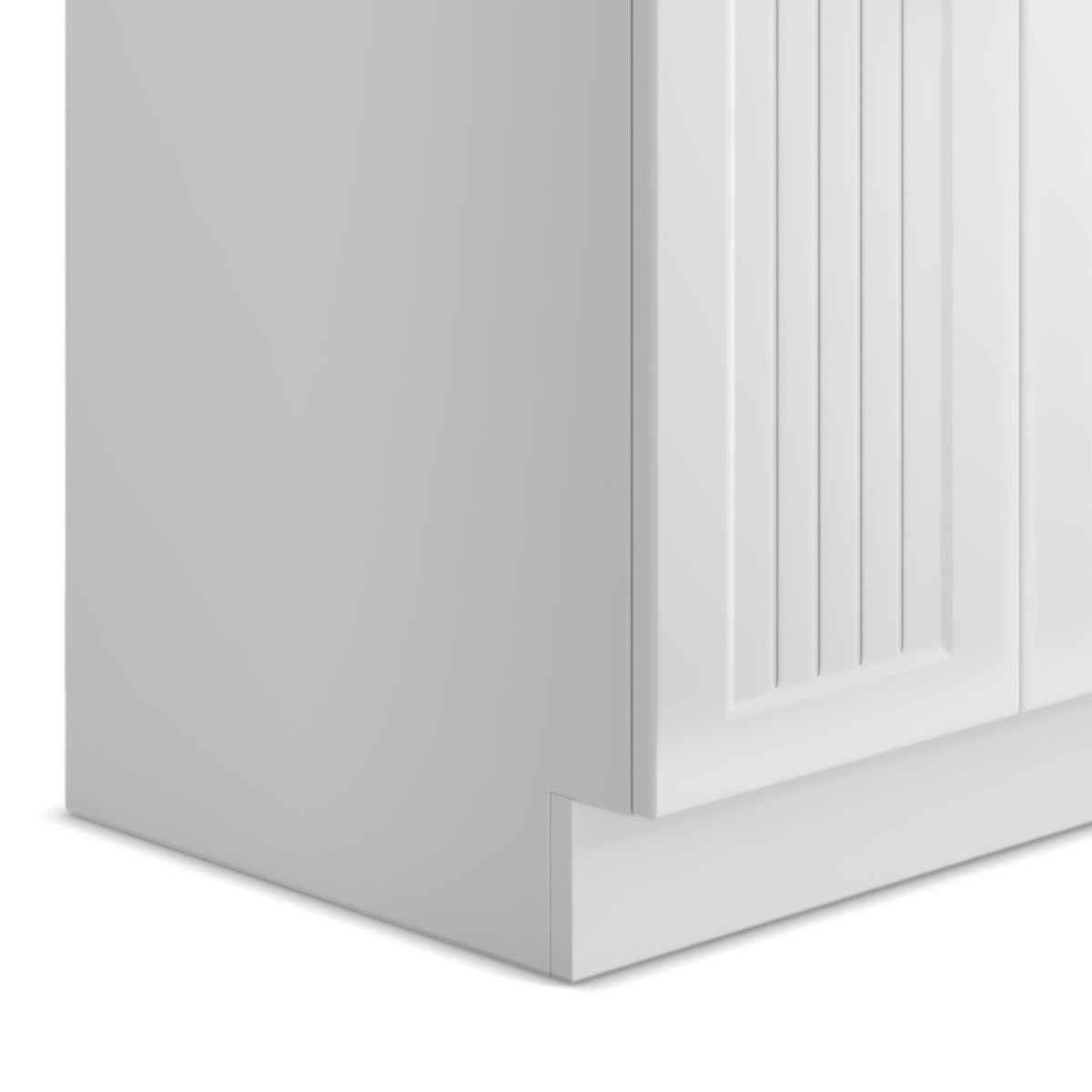 White Laundry Cabinet with Stainless Steel Sink and Faucet