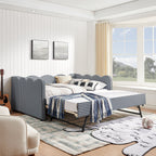 Gingham Daybed with USB Charging Port and Wave-Shaped Design - Multiple Colors