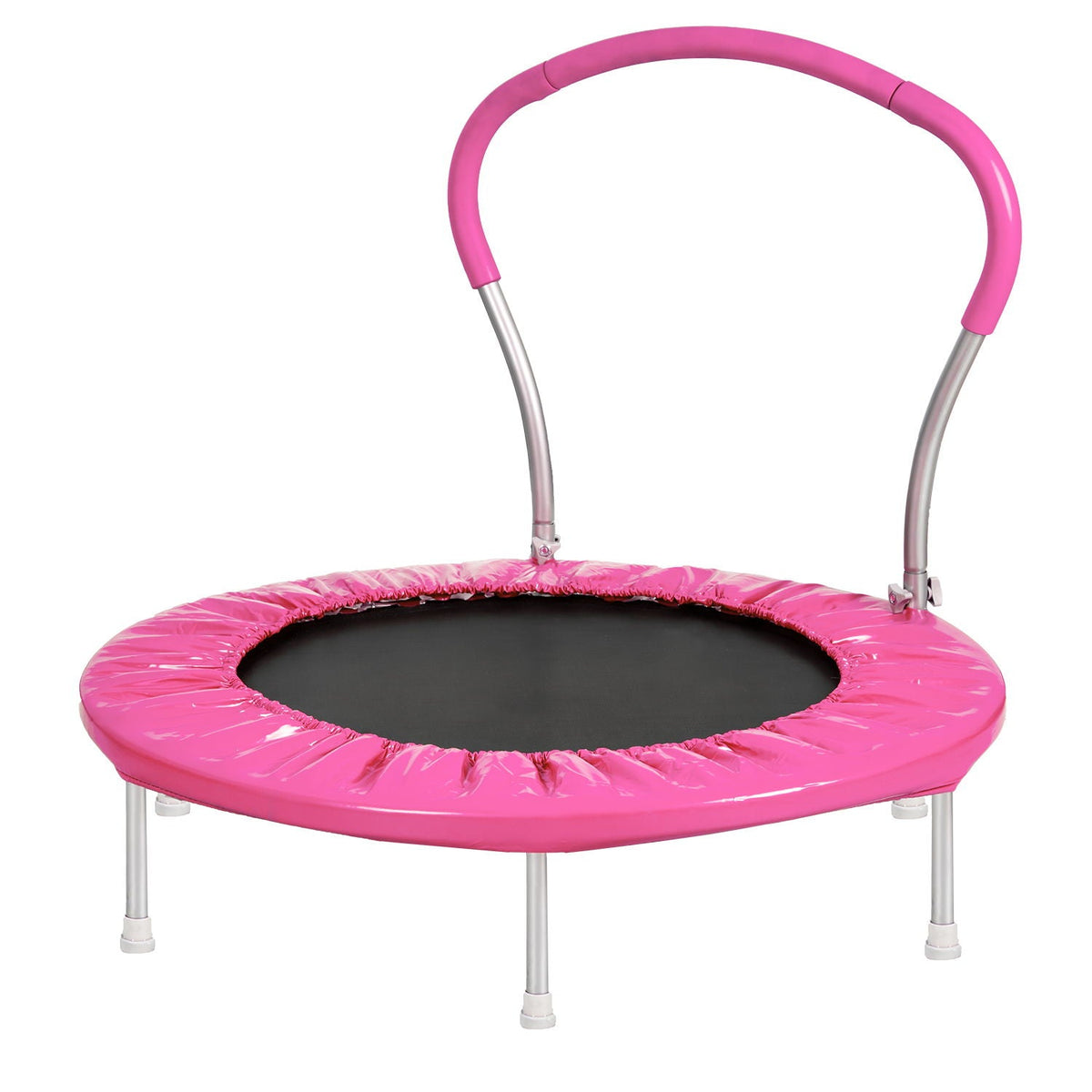 Compact Kids Trampoline With Handle – Adjustable Metal Frame - Light Blue or Pink