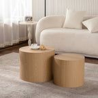 Nesting Coffee Table Set of 2 Round Wooden Tables with Space-Saving Design - Multiple Colors