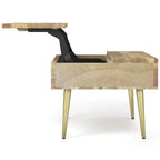 Handcrafted Lift Top Coffee Table with Storage - Light Brown