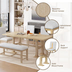 Farmhouse Extendable Dining Table Set with Removable Leaf - Natural Light