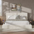 AirFrame Queen Bed Frame with Adjustable Sliding Side Table - Off-White Sherpa