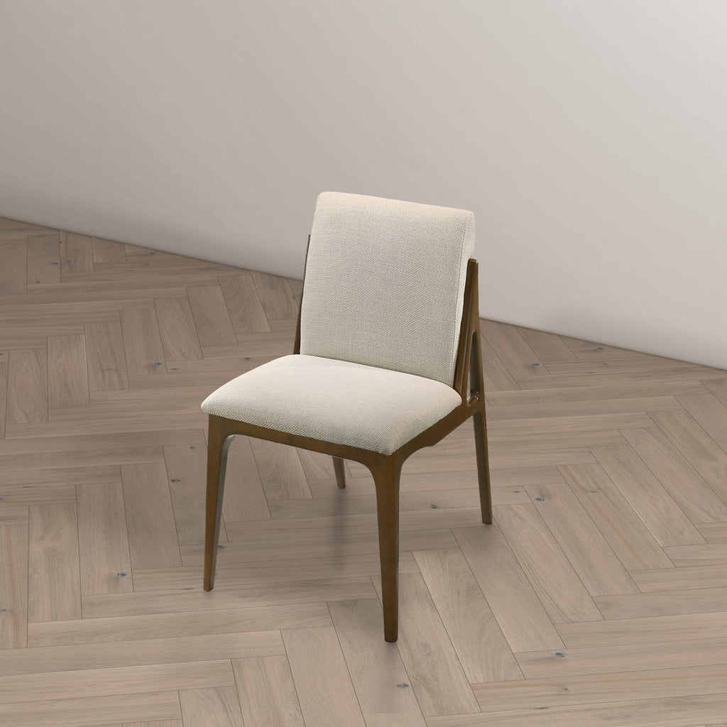 Elegant Dining Chair Set with Upholstered Fabric - Light Brown or Beige