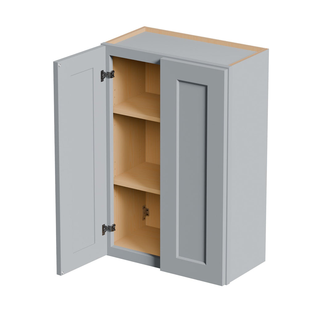 Gray Shaker Solid Wood Wall Cabinet with Soft-Close Doors - Gray