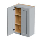 Gray Shaker Solid Wood Wall Cabinet with Soft-Close Doors - Gray