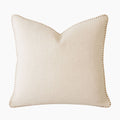 Ivory Throw Pillow with Decorative Stitching - Linen-Like Texture