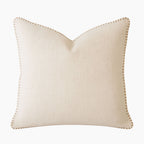 Ivory Throw Pillow with Decorative Stitching - Linen-Like Texture