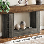 Console Table with 2 Tier Storage and U-Shaped Base - Light Brown or Dark Brown