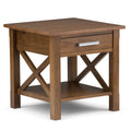 Medium Saddle Brown Solid Wood End Table with Drawer - Contemporary Style
