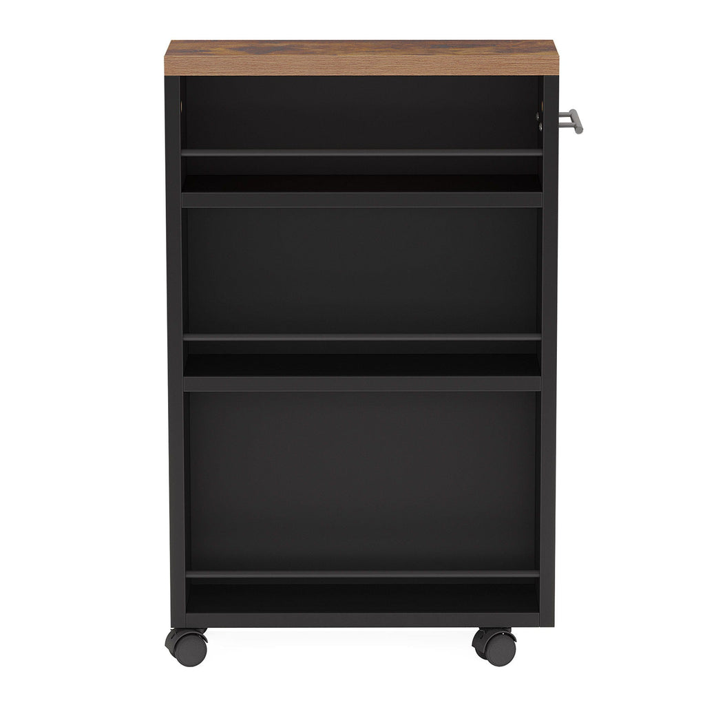 4 Tier Narrow Rolling Kitchen Slim Storage Cart with Locking Wheels – Black or White
