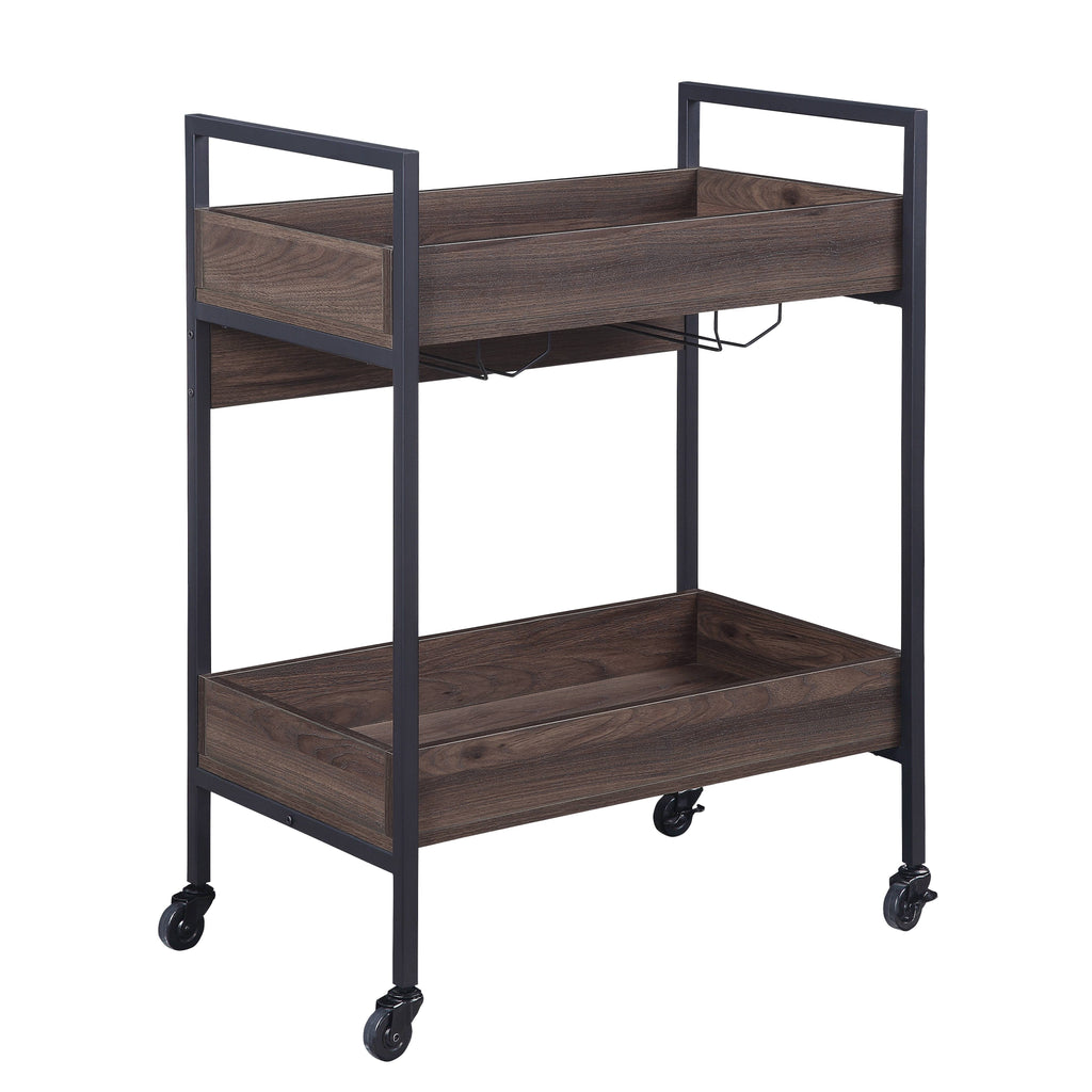 Jerrick Kitchen Island & Serving Cart with Metal Frame and Wood Top - Multi-Color