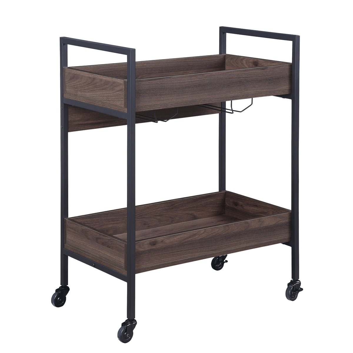 Jerrick Kitchen Island & Serving Cart with Metal Frame and Wood Top - Multi-Color