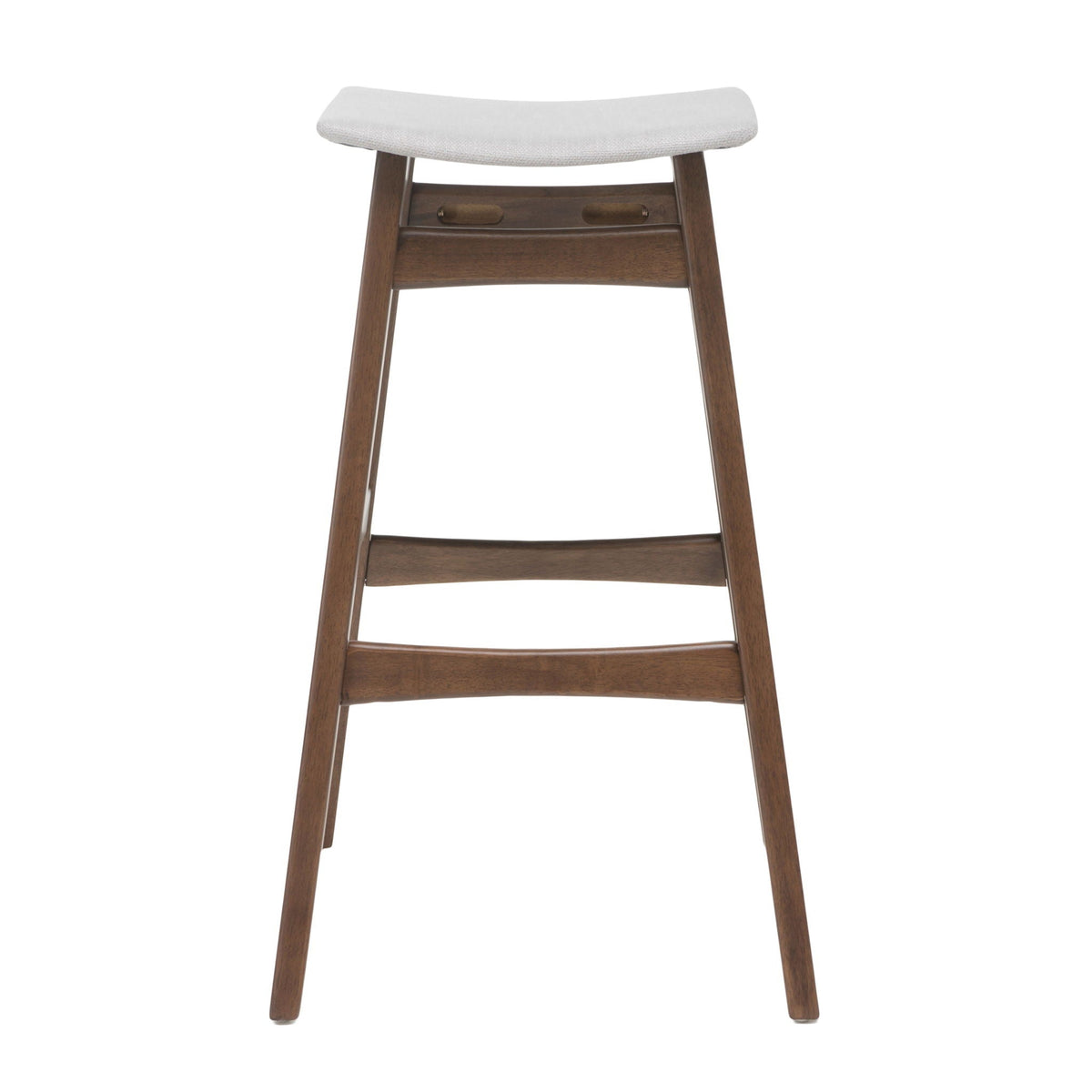 Mid Century Modern Bar Stool Set with Upholstered Seating - Beige or Dark Gray