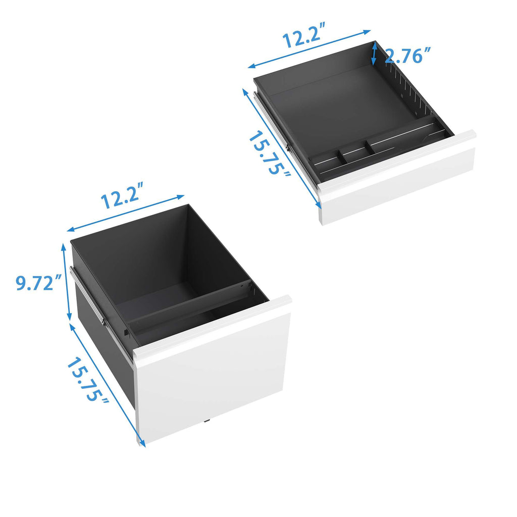 Metal Drawer Mobile File Cabinet with Lock for Secure Organization - White or Black