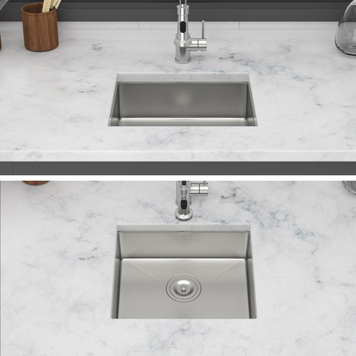 Modern Undermount Stainless Steel Kitchen Sink 16 Gauge, Deep Single Bowl - Gray