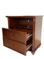 28" Rustic Nightstand with Charging Station - Walnut