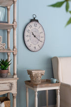 Antique Oval Wall Clock with Easy-Hang Design - Ivory