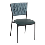 Braided Contemporary Chair Set with Padded Seat - Dark Gray or Blue