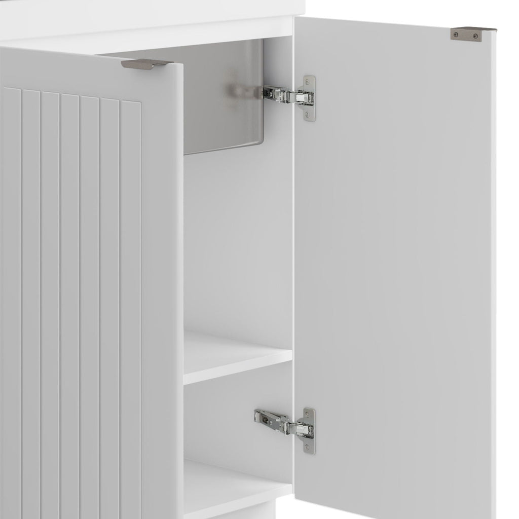 Laundry Cabinet with Stainless Steel Sink and Faucet - White