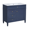 Blue Bathroom Vanity with Top Sink and Ample Storage - 36" Wide