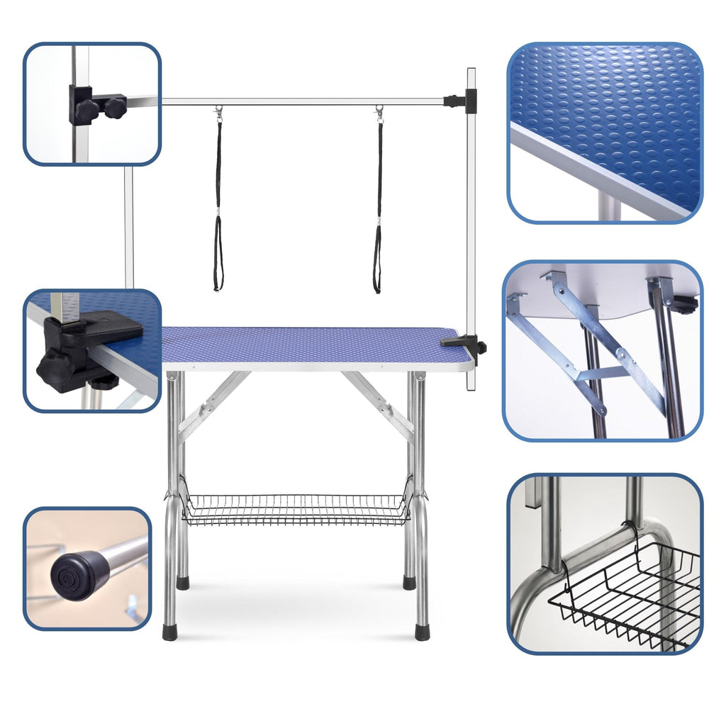 Folding Pet Grooming Table with Adjustable Arm - Multiple Colors