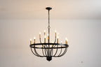 18-Light Industrial Iron Candle Chandelier with Adjustable Height - Gold & Black