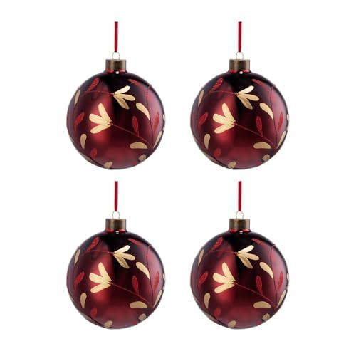 Red Glass Christmas Tree Ornaments with Elegant Finish - Sets Available
