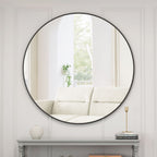Metal Framed Circular Wall Mirror with Modern Design - Black or Gold