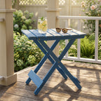 Folding Square Table for Backyard with Space-Saving Design - Blue