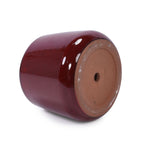 Bean Paste Red 4-Piece Ceramic Planter Pot Set with Drainage Hole - Indoor Outdoor