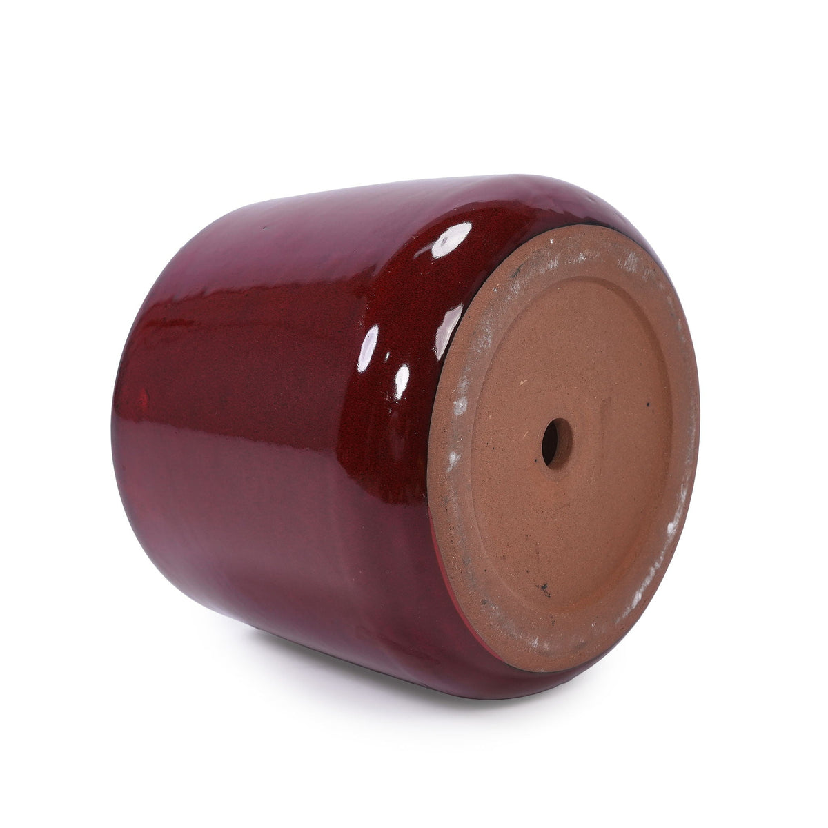 Bean Paste Red 4-Piece Ceramic Planter Pot Set with Drainage Hole - Indoor Outdoor