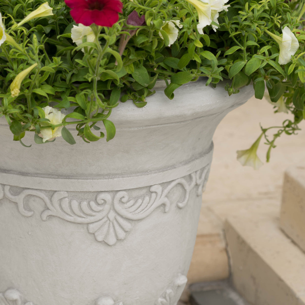 Moroccan Urn Planter with Durable Magnesium Oxide - Antique White