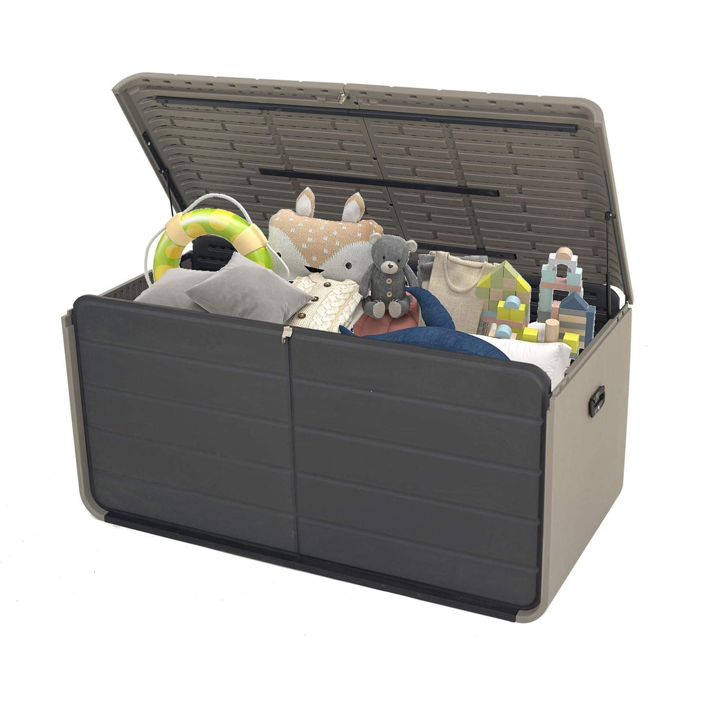 160 Gallon Heavy-Duty Resin Deck Box with Lockable Storage - Brown