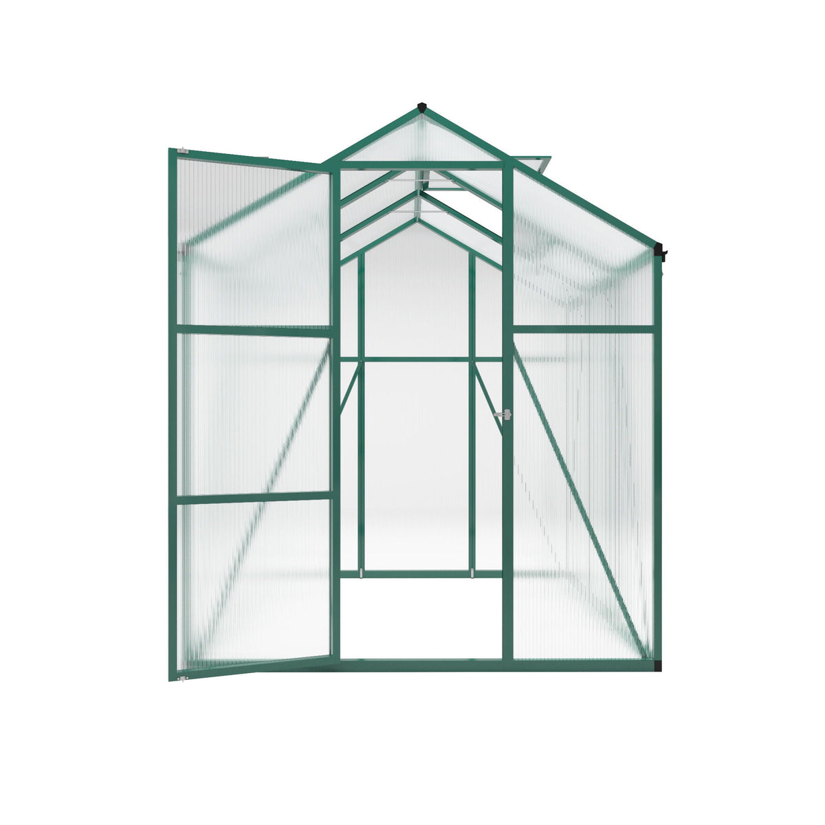 Polycarbonate Walk-In Greenhouse with Raised Base - Green