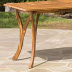 Acacia Wood Outdoor Dining Set with Cushions - 7 Piece Patio Set, Cream
