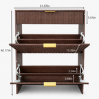 Narrow Fluted Shoe Storage Cabinet with Fluted Detailing - MDF