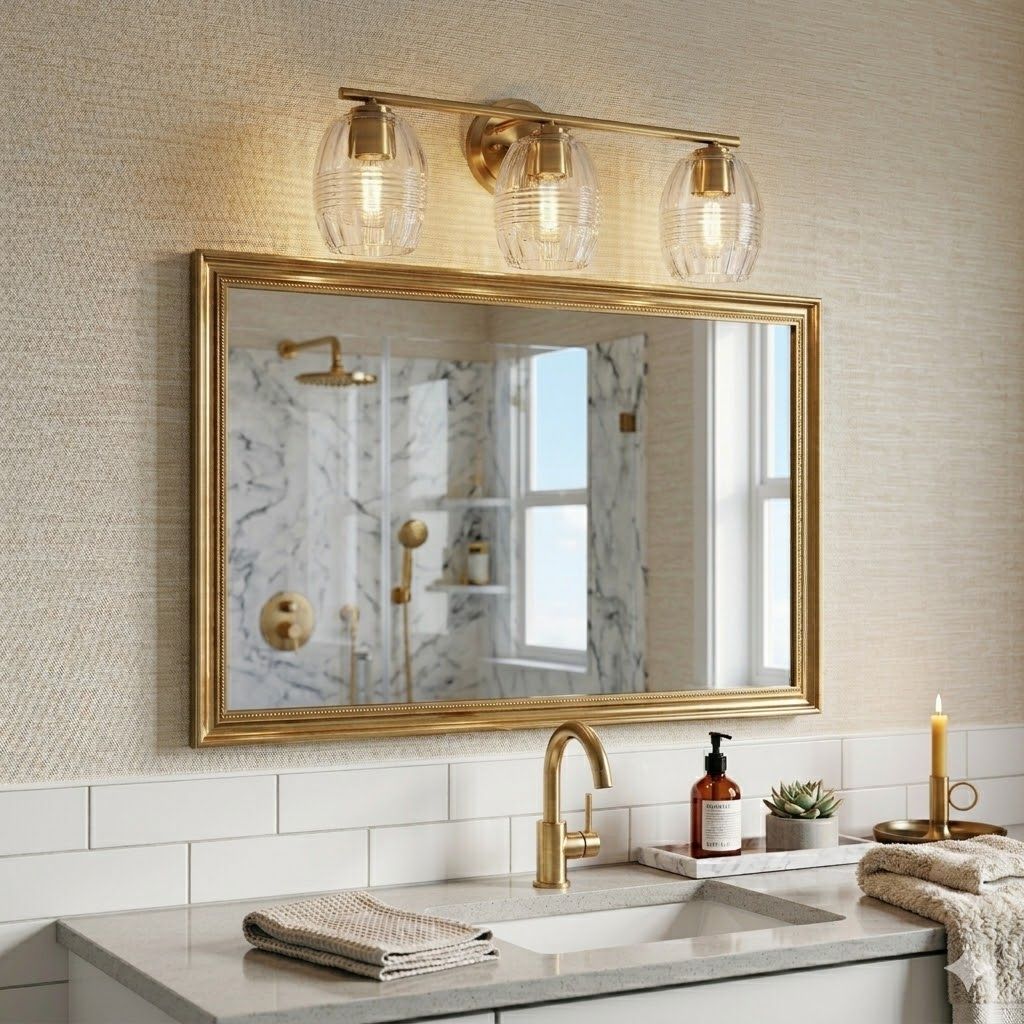 Luster 3 Lights Vanity With Clear Glass